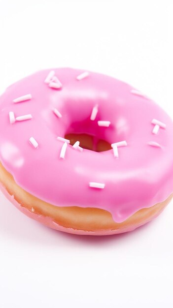 a pink frosted donut with the letters t on it