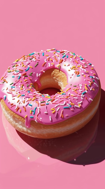 Pink frosted donut with sprinkles