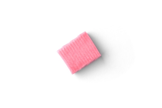 Pink fruit chewing candy isolated on white background.