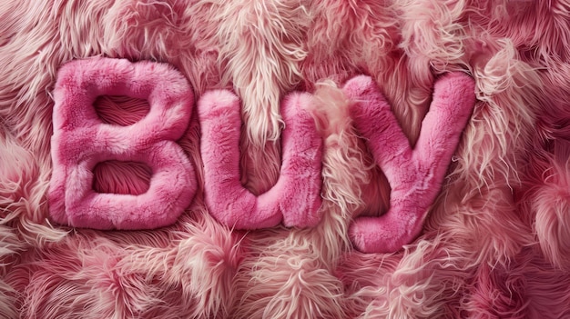 Photo pink fur buy concept creative art poster