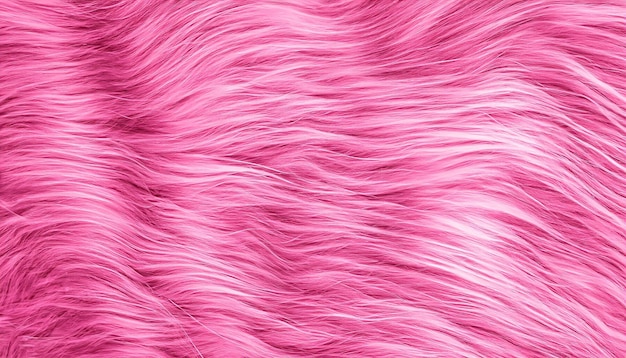 Pink fur texture top view Pink sheepskin background Fur pattern Texture of pink shaggy fur Wool