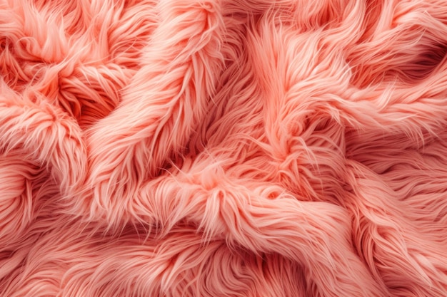 Pink fur texture with sheep fur close up