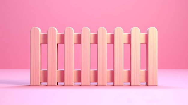 Pink Garden fence wooden icon isolated on pink background Minimalism concept