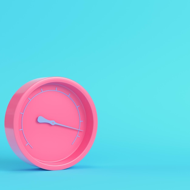 Pink gauge on bright blue background in pastel colors Minimalism concept