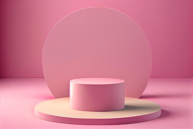 Pink geometric podium or pedestal backdrop Blank minimal design concept AI Generated