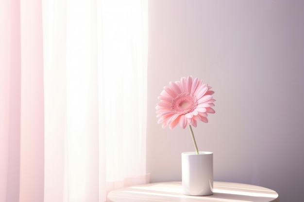 Pink gerbera in a vase with copy space AI Generative