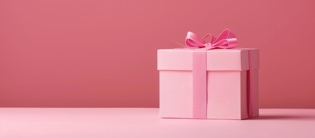 Розовая подарочная коробка на розовом фоне