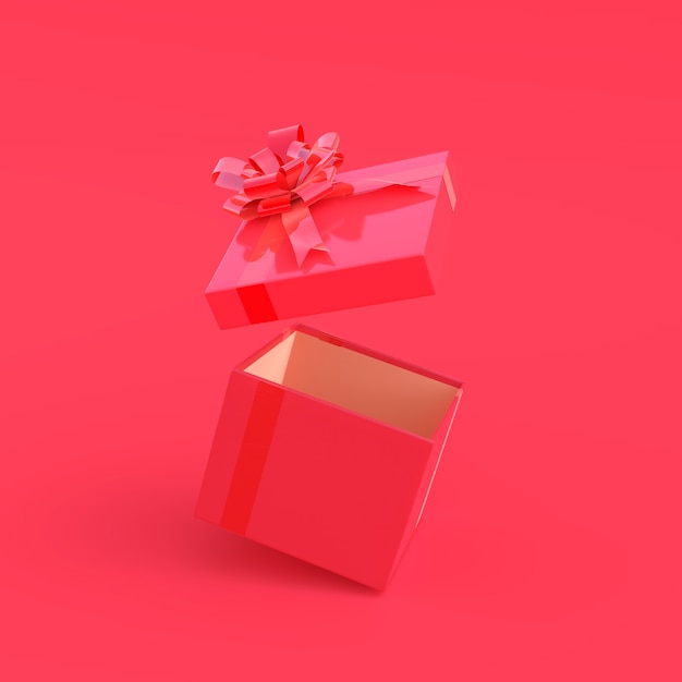 Pink gift box on pink background with clipping path 