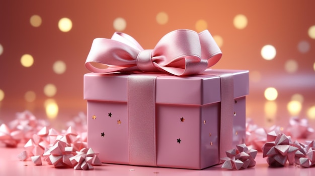 pink gift box on pink background