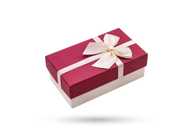 Pink gift box on white isolated