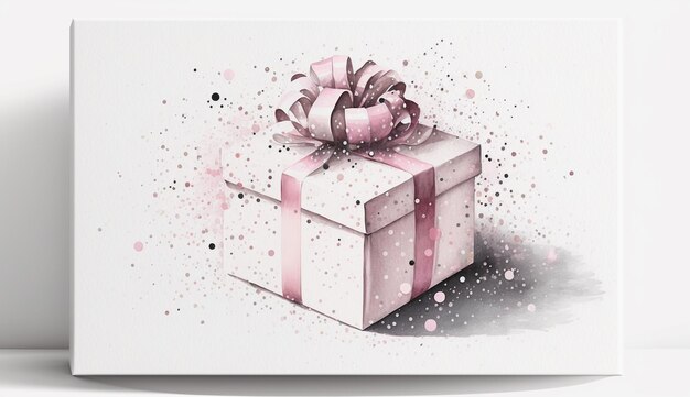 A pink gift box with a bow on it