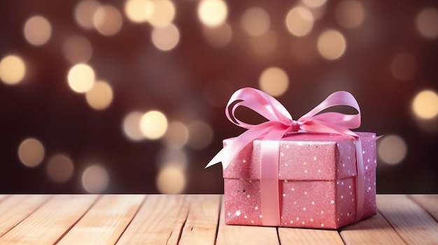 Pink Gift Box with Colorful Background