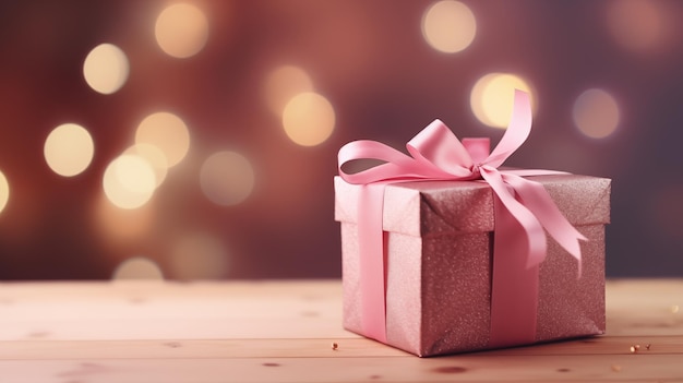 Pink Gift Box with Colorful Background