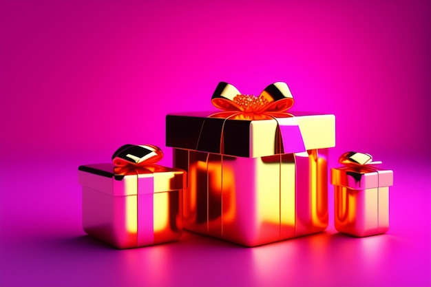 Pink gift box with love heart icon 3d rendering