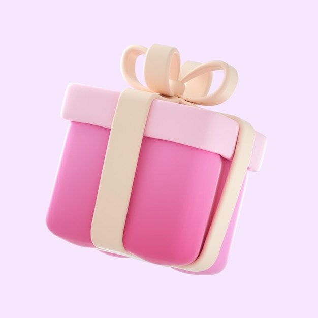 Photo a pink gift box with a ribbon on it