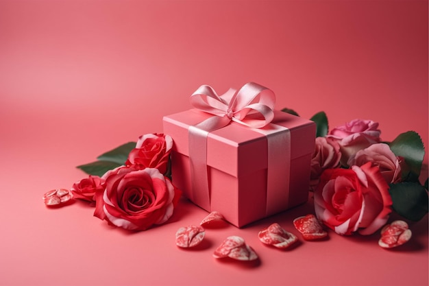 A pink gift box with a ribbon that says candy on it