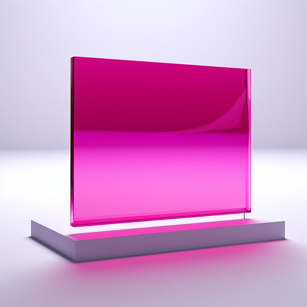 Foto premio di vetro rosa su un podio lucido apprezzatore del minimalismo astratto