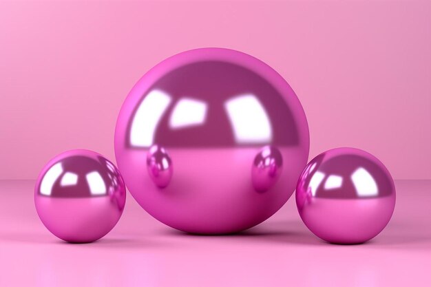 pink glass balls on a pink background with a reflection of the light on them