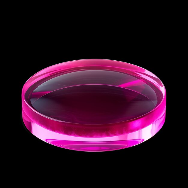 a pink glass ring with a black background