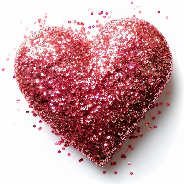 Photo pink glitter heart on a white background