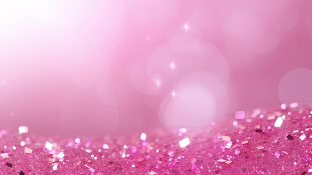 Pink glitters on a pink background