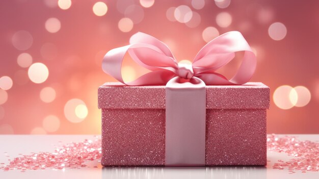 Pink Glittery Gift Box with Bow