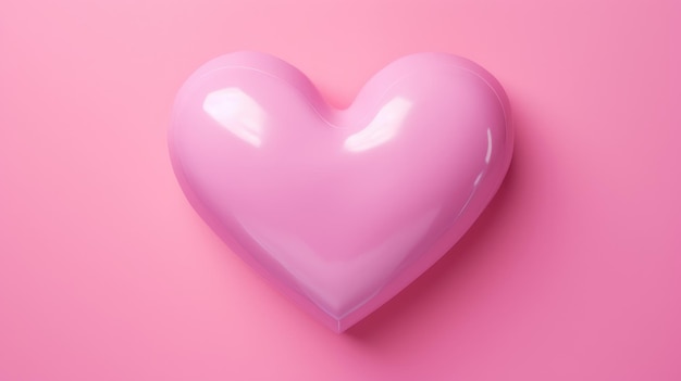 Розовое глянцевое сердце на розовом фоне, фон ко Дню святого Валентина