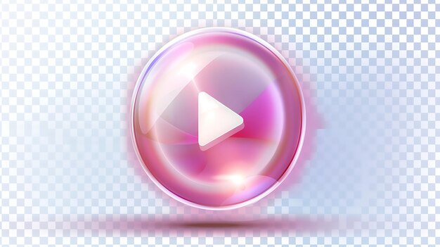 Photo a pink glowing play button the button is made of a semitransparent material that allows the light to shine through