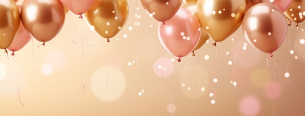 Photo pink and gold balloons against a background