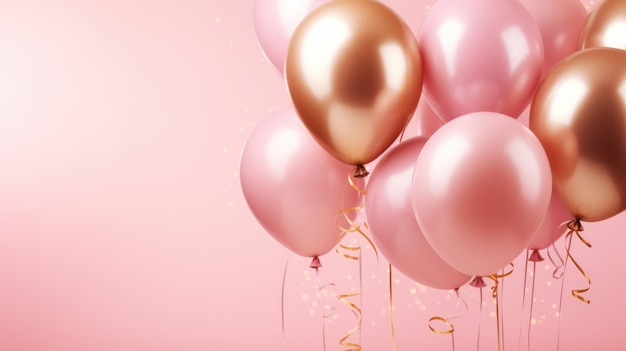 pink and gold balloons for party and celebration ai