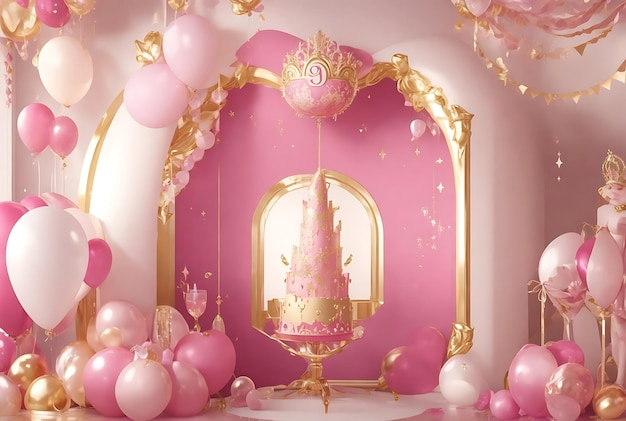 Pink Gold Beauty A Classy Royal Backdrop for a Glamorous Birthday Party