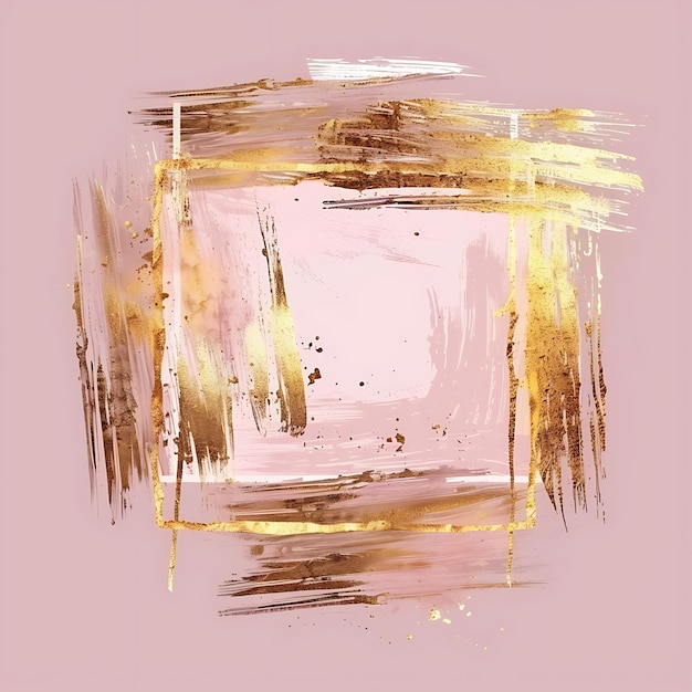 Foto uno sfondo di colore rosa e dorato con un quadrato di color rosa e oro