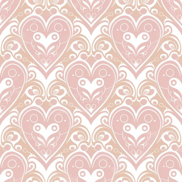 Pink and gold hearts on a white background.