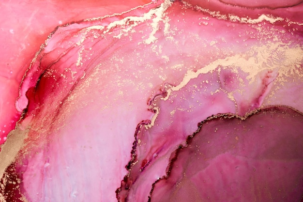 핑크 골드 잉크 럭셔리 추상 배경 대리석 질감 유체 예술 패턴 벽지 페인트 혼합 수중 물결 모양의 반점 및 얼룩