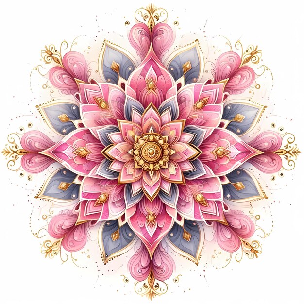 pink and gold mandala illustration