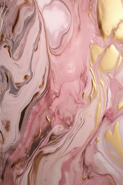 A pink and gold painting with a gold background