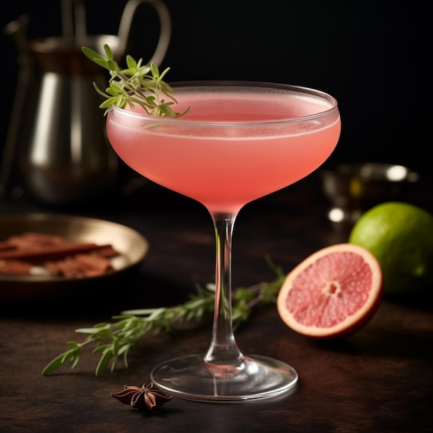 Pink grapefruit blush gimlet front view