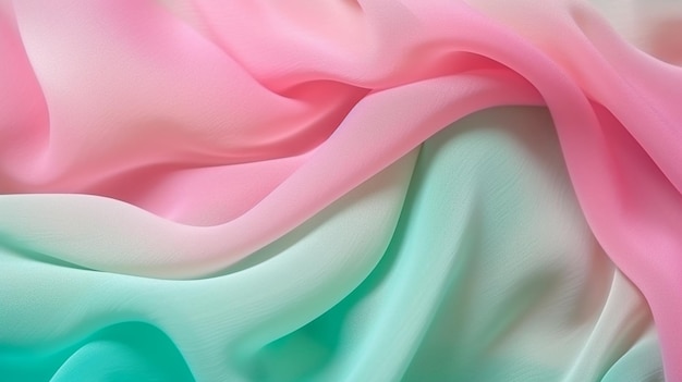 A pink and green fabric with a white background.