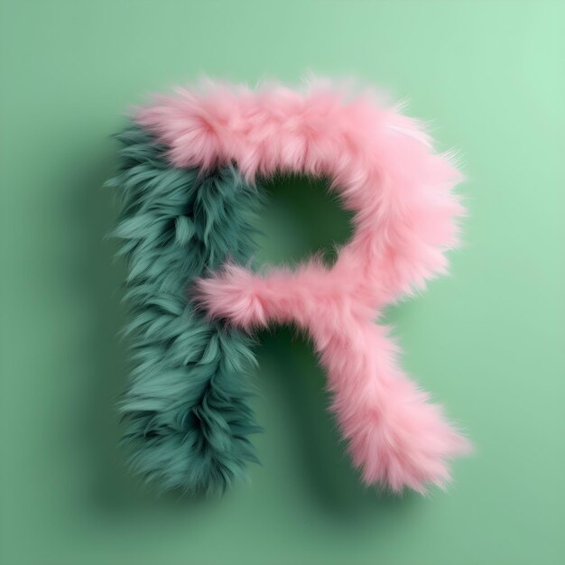 Photo a pink and green furry letter