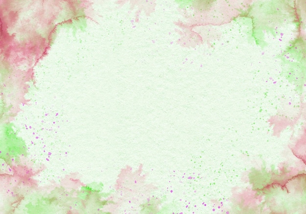 Pink and green watercolor background with a place for text