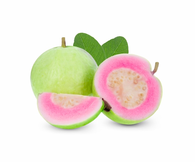 Pink guava isolated on white background