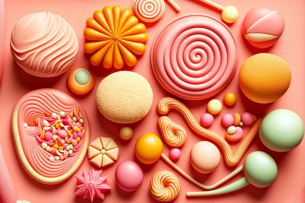 Pink gum and caramel candy plasticine texture
