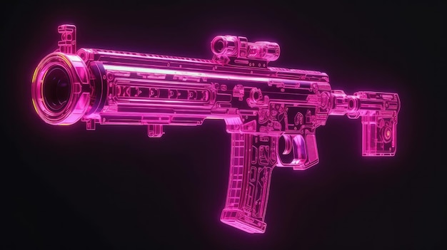 검정색 배경의 분홍색 총