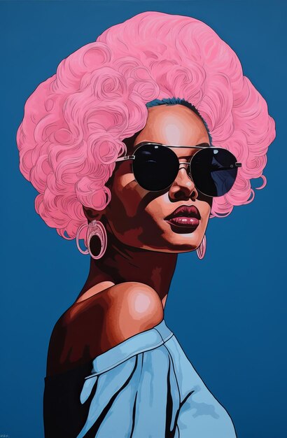 Pink Hair Girl Portrait Illustration