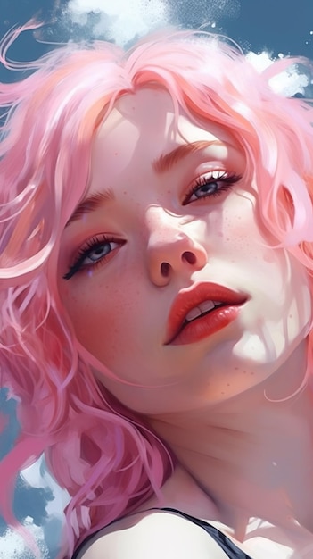 Premium AI Image | Pink Hair Girl