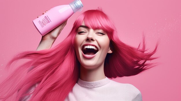 розовые волосы женщины уход за волосами шампунь розовая краска для волос розовый парик