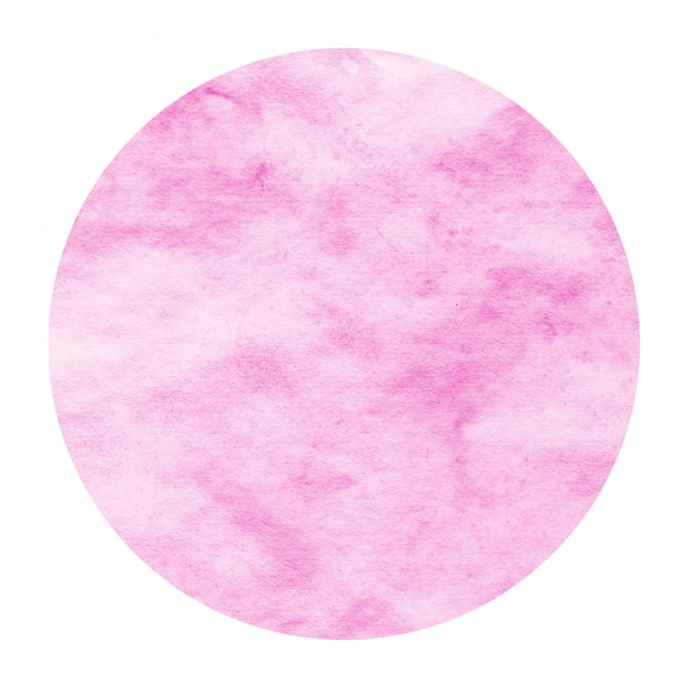 Photo pink hand drawn watercolor circular frame background texture with stains