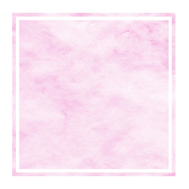 Pink hand drawn watercolor rectangular frame background texture with stains