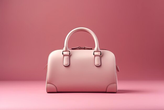 a pink handbag sitting on top of a pink surface in the style of uhd image