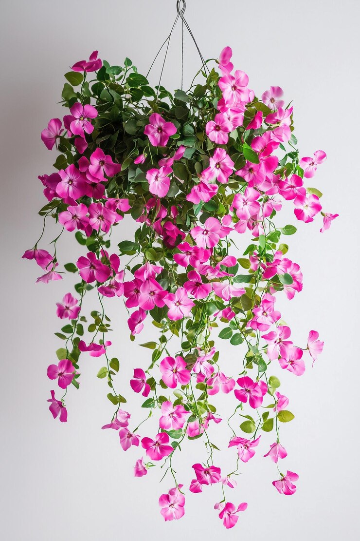 Pink Hanging Artificial Flower Basket